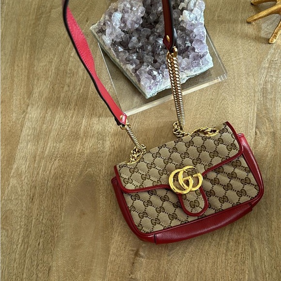Gucci GG marmont. Red leather and monogram. - Picture 4 of 6